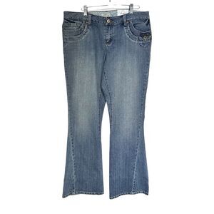 SO Jeans Junior Sz 15 Y2K Medium Wash Blue Denim Flare Jeans VTG Deadstock NWT